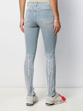Off-White c/o Virgil Abloh Embroidered Lace Skinny Jeans